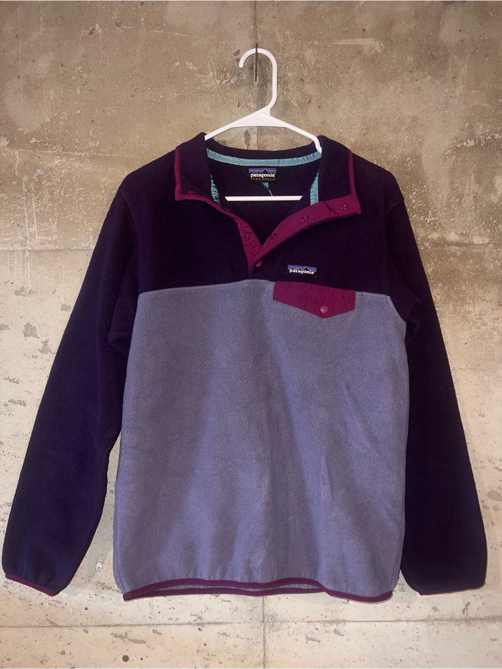 Patagonia Men's Two-Tone Fleece Snap Pullover - Purple & Gray
